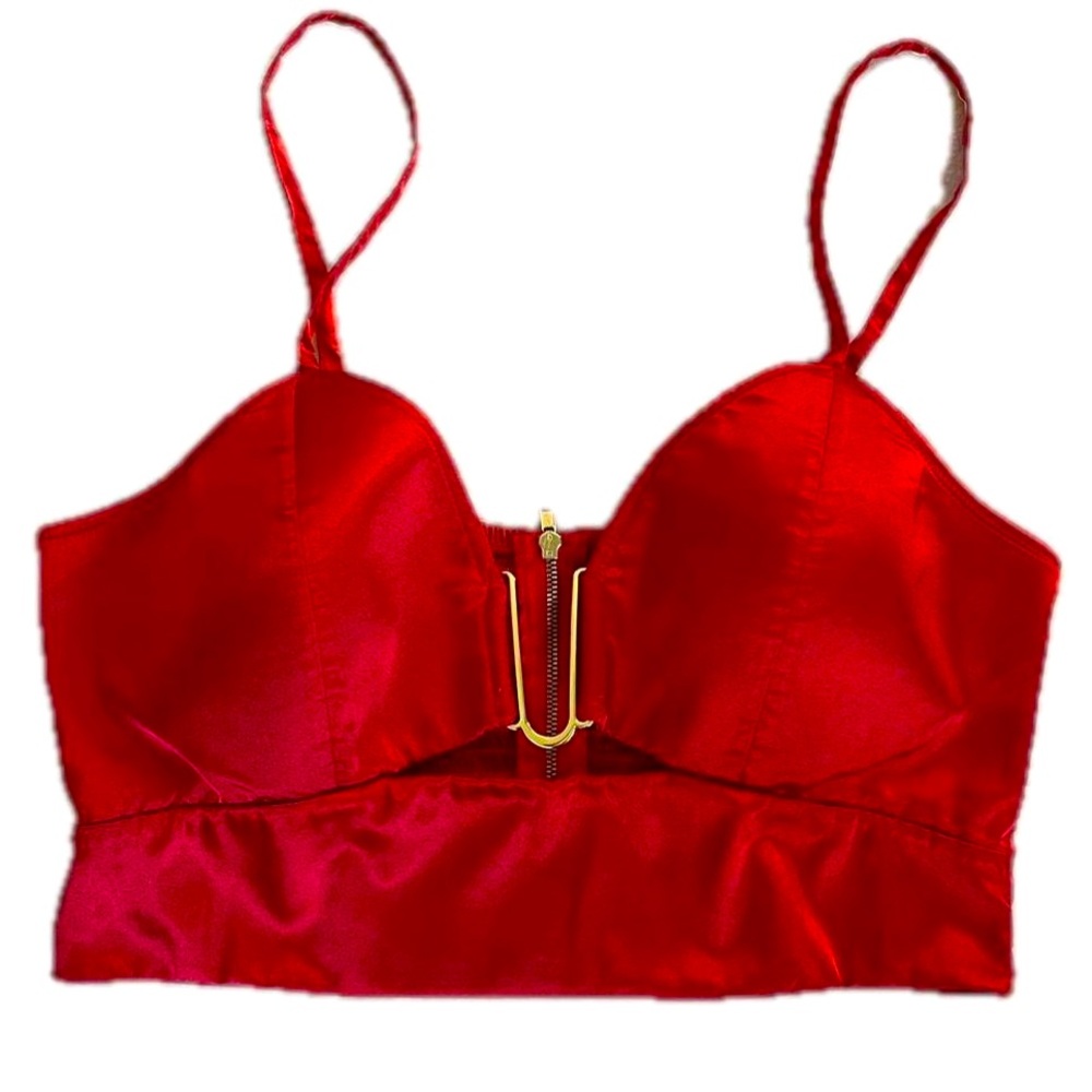 Red with Gold Guess Crop Top